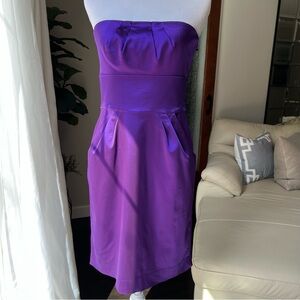 DVF Diane Von Furstenberg FIORENZA Satin Strapless Dress Violet 8